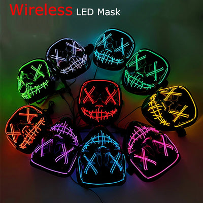 Wireless Halloween Neon LED Purge Mask