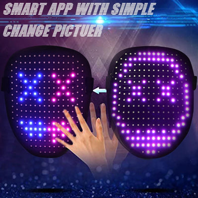 Led Light Up Mask With 50 Pattern Display