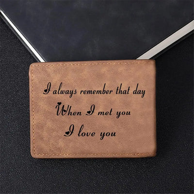 PERSONALIZED NAME LEATHER WALLET ENGRAVED LETTER