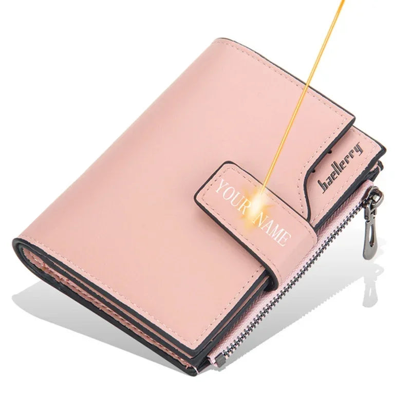 PU LEATHER SHORT TRI-FOLD ZIPPER WALLET