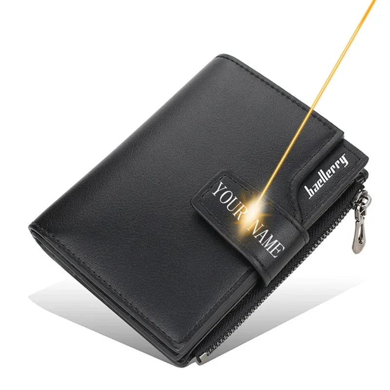 PU LEATHER SHORT TRI-FOLD ZIPPER WALLET