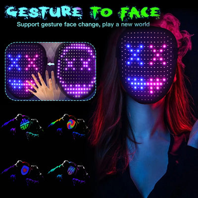 Led Light Up Mask With 50 Pattern Display